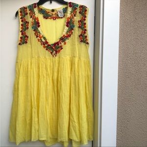 FP One Free People Modern Mexico Floral Embroidered Tunic Dress